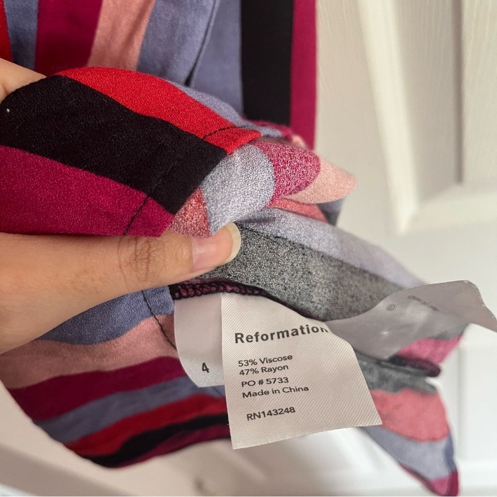 Reformation Multi-Stripe Mini Dress in Red, Pink, Lavender, Black - Picture 8 of 8
